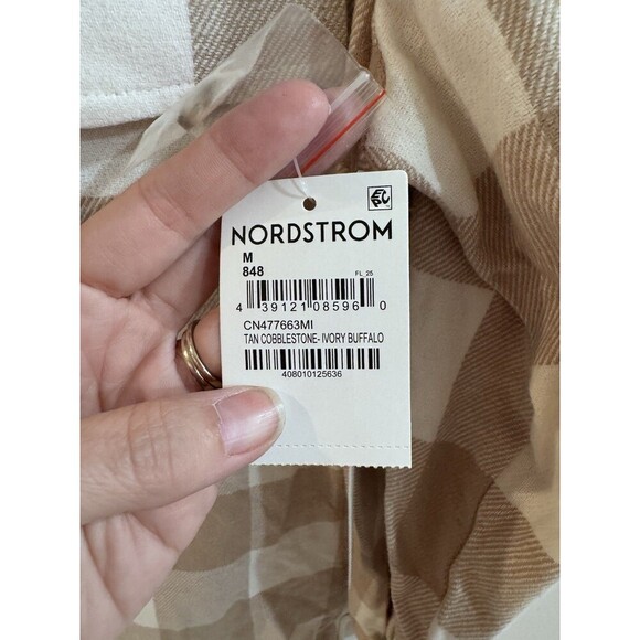 Casalon Beige Brown Flannel Button Up Blouse Medium Buffalo Preppy Rustic NEW - Picture 3 of 5